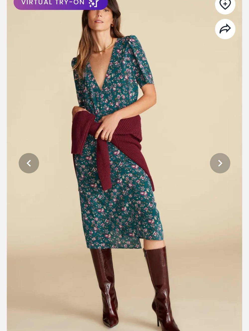 NWT Amour Vert Nicolette Washable Silk Dress - Chloe Green Floral Print size S